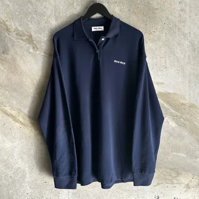 Pre-owned Miu Miu Fw24 Embroidered Pique Polo Shirt