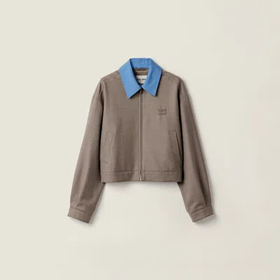Miu Miu Gabardine Blouson Jacket In Brown