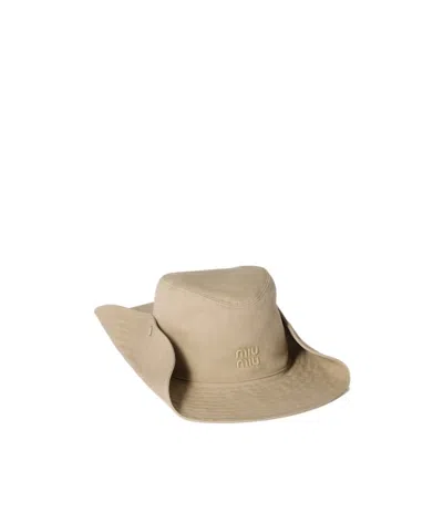 Miu Miu Gabardine Cowboy Hat In Nude