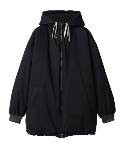 Miu Miu Gabardine Down Jacket In Animal Print