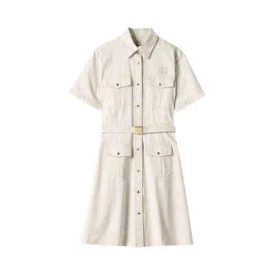 Pre-owned Miu Miu Gabardine Dress 'calce' | White | Women's Size 42