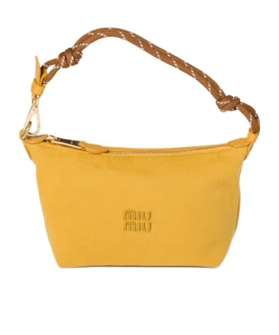 Miu Miu Gabardine Handbag In Yellow