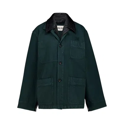 Pre-owned Miu Miu Gabardine Jacket 'bottle Green' | Women's Size 38