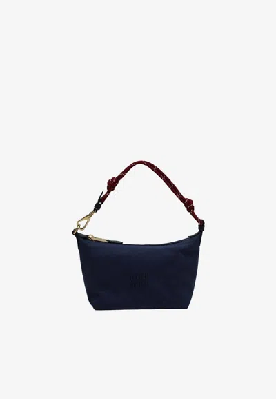 Miu Miu Gabardine Logo Pouch Bag In Blue