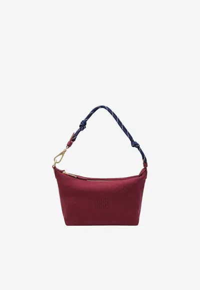 Miu Miu Gabardine Logo Pouch Bag In Red