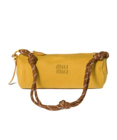 Miu Miu Gabardine Pouch In Yellow