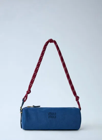 Miu Miu Gabardine Rope-strap Shoulder Bag In Blue