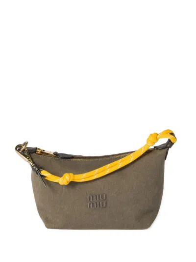 Miu Miu Gabardine Shoulder Bag In Green