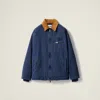 Miu Miu Gabardine Trucker Jacket With Corduroy Collar In Indigo Blue