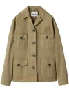 Miu Miu Satin Garment-dyed Utility Jacket In Green