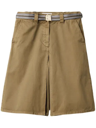 Miu Miu Khaki Garment-dyed Cotton Midi Skirt In Green