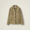 Miu Miu Satin Garment-dyed Utility Jacket In Olive Green
