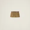 Miu Miu Garment-dyed Cotton Satin Miniskirt In Olive Green