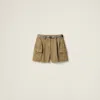 Miu Miu Cotton Shorts In Olive Green