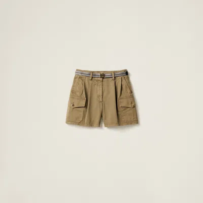 MIU MIU GARMENT-DYED COTTON SATIN SHORTS