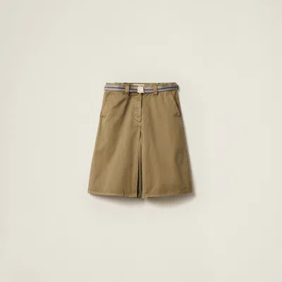 Miu Miu Logo Embroidered Mini Skirt In Oliva