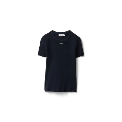 Miu Miu Garment-dyed Cotton Top In Blue