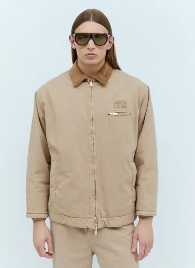 Miu Miu Garment-dyed Gabardine Blouson Jacket In Brown