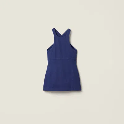 Miu Miu Garment-dyed Gabardine Mini-dress In Blue