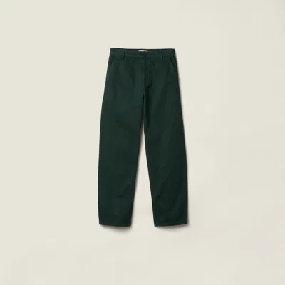 Miu Miu Garment-dyed Gabardine Pants In Green