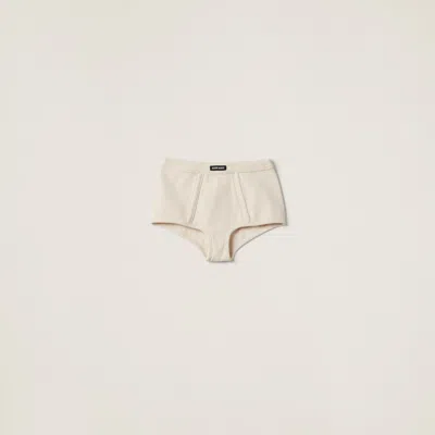 Miu Miu Garment-dyed Ribbed Boxer Shorts In Natural