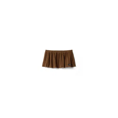 Miu Miu Garment-dyed Cotton Miniskirt In Brown