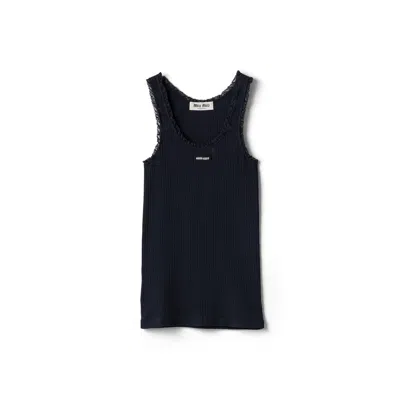 Miu Miu Garment-dyed Cotton Tank Top In Black