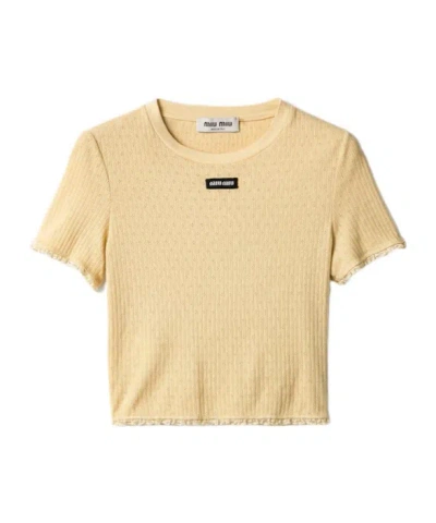 Miu Miu Garment-dyed Cotton Top In Nude