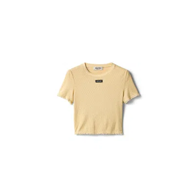 Miu Miu Garment-dyed Cotton Top In Nude