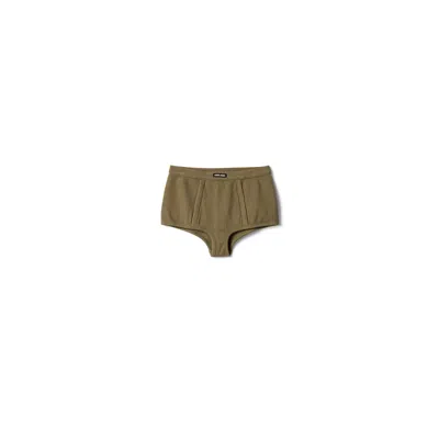 Miu Miu Garment-dyed Ribbed Boxer Shorts In Green