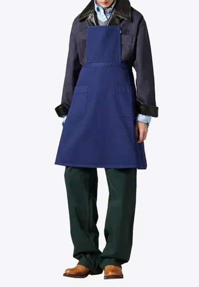 Miu Miu Garment-dyed Stitched Apron In Blue