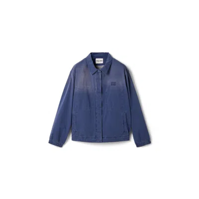 Miu Miu Garment-dyed Twill Blouson Jacket In Blue