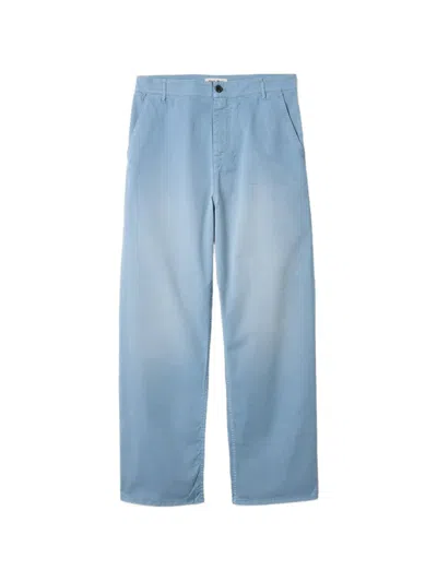 Miu Miu Garment-dyed Twill Pants In Blue