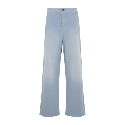 Miu Miu Garment-dyed Wide-leg Pants In Blue