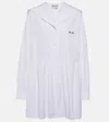 Miu Miu Gathered Cotton Poplin Shirt Dress In Weiss
