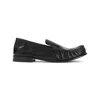 Miu Miu Gathered Detail Black Buffalo Leather Loafers In Black