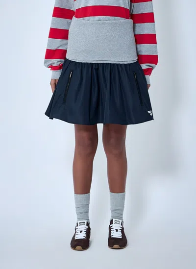 Miu Miu Gathered Mini Skirt In Blue
