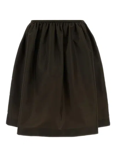 Miu Miu Gazare Chocolate Nylon Skirt In Brown