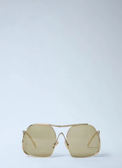 Miu Miu Geometric Aviator Sunglasses In Gold