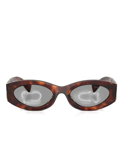 Miu Miu Geometric-frame Sunglasses In Brown