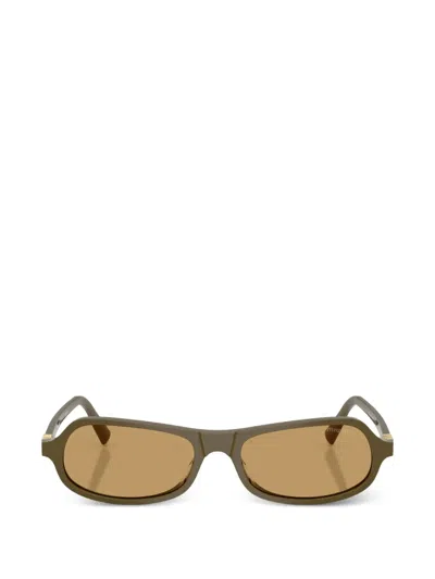 Miu Miu Geometric Logo Sunglasses In Green