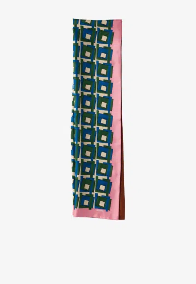 Miu Miu Geometric Print Silk Scarf In Multi