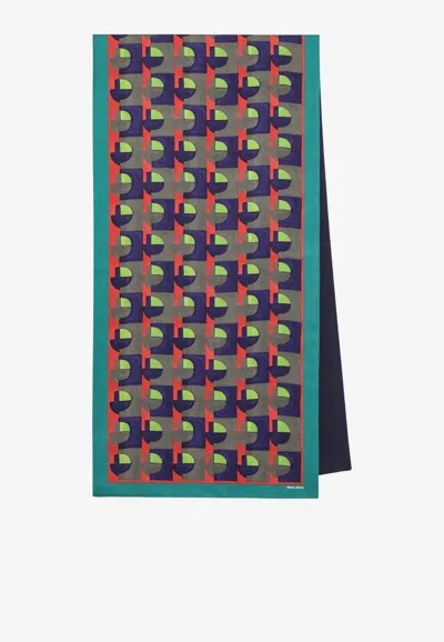 Miu Miu Geometric Print Silk Scarf In Multi