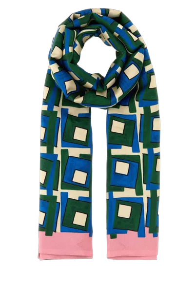 Miu Miu Geometric Print Silk Scarf In Blue
