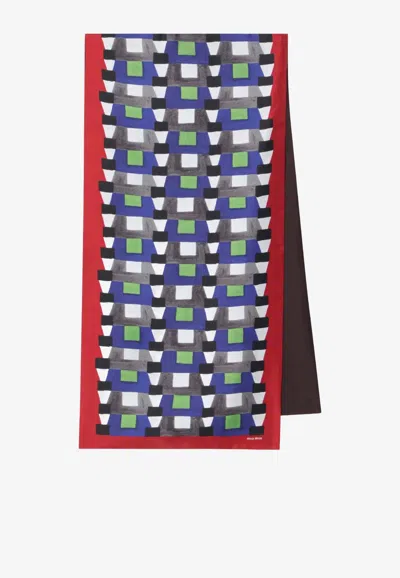 Miu Miu Geometric Print Silk Twill Scarf In Multi