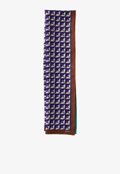 Miu Miu Geometric Printed Silk Scarf In Multi