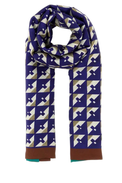 MIU MIU MIU MIU GEOMETRIC SILK SCARF
