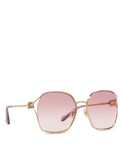 Miu Miu Geometric Sunglasses, 60mm In Pink