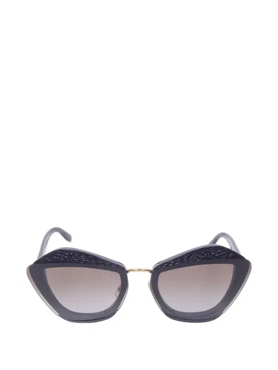 Pre-owned Miu Miu Geometric Sunglasses In Black