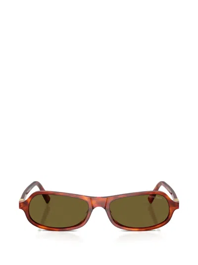 Miu Miu Geometric Sunglasses In Brown